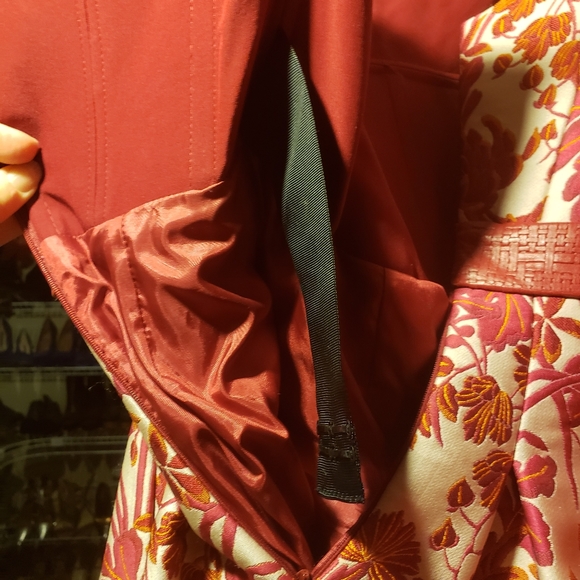 RUBIN SINGER Red Dahlia brocade gown sz 2 - Picture 7 of 8